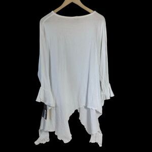 Abaca Tunic‎ T209 Irene Snow 2 NWT White Gauze Asymmetrical Tunic Top Sz 2/ L
